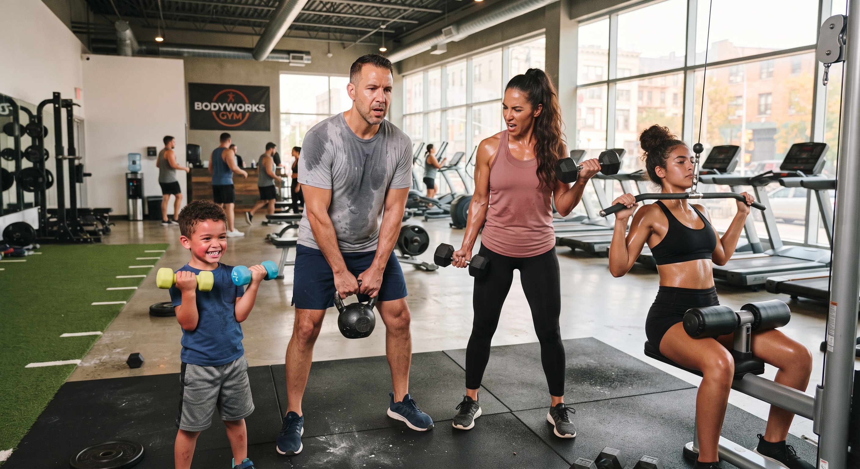 Kids strength training with personal trainer